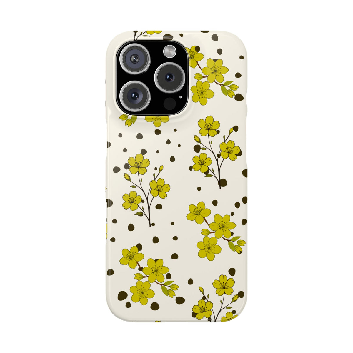 Yellow floral and black dots-Slim Phone Cases
