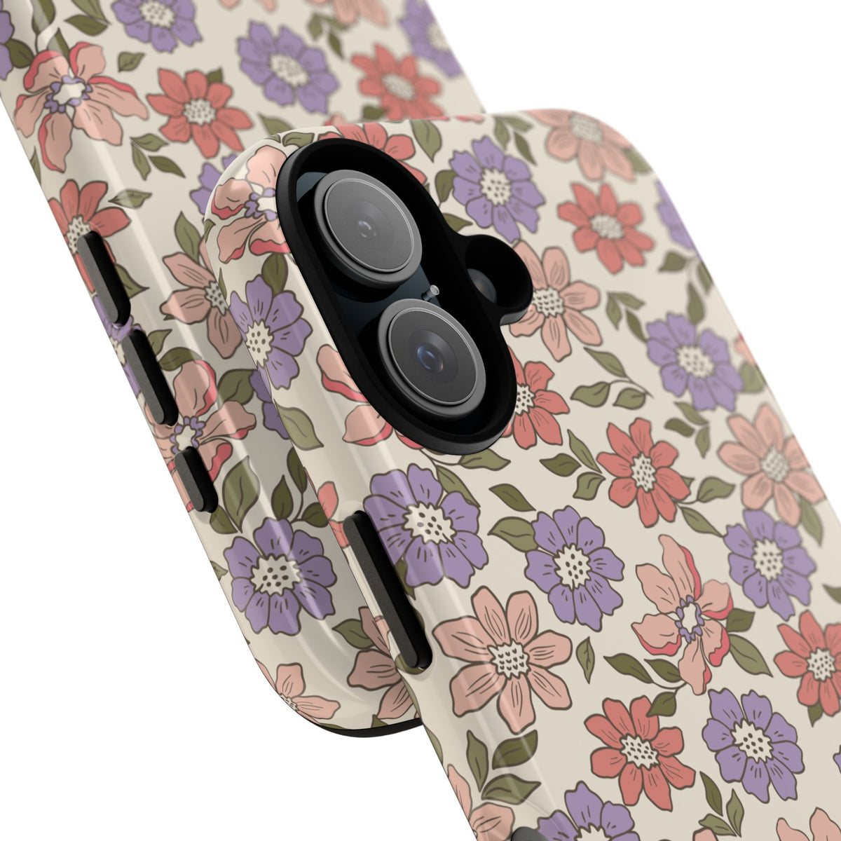 Floral Vintage Tough Phone Case — Pastel Pink & Lavender Flower Pattern