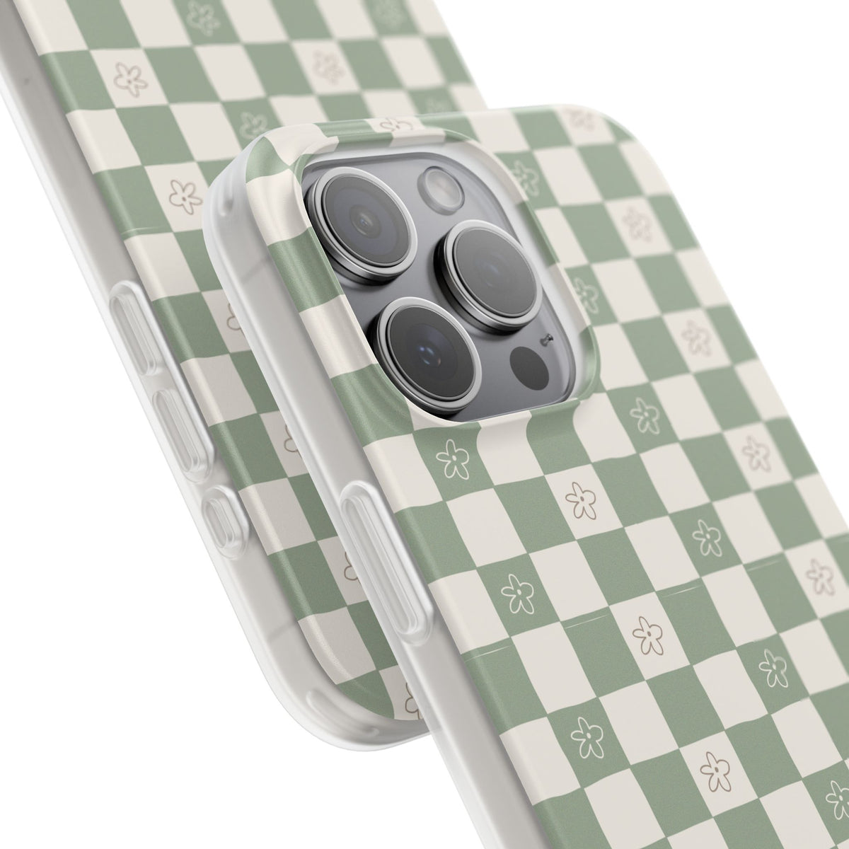 Green checker and daisy -Flexi Cases