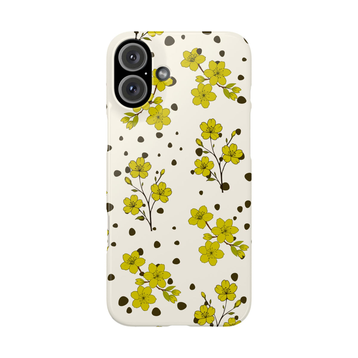 Yellow floral and black dots-Slim Phone Cases