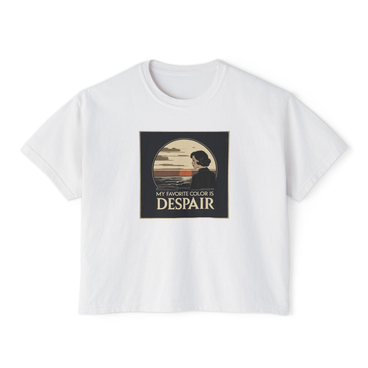 Boxy Tee — Vintage 'My Favorite Color Is Despair' Graphic Crop T-Shirt