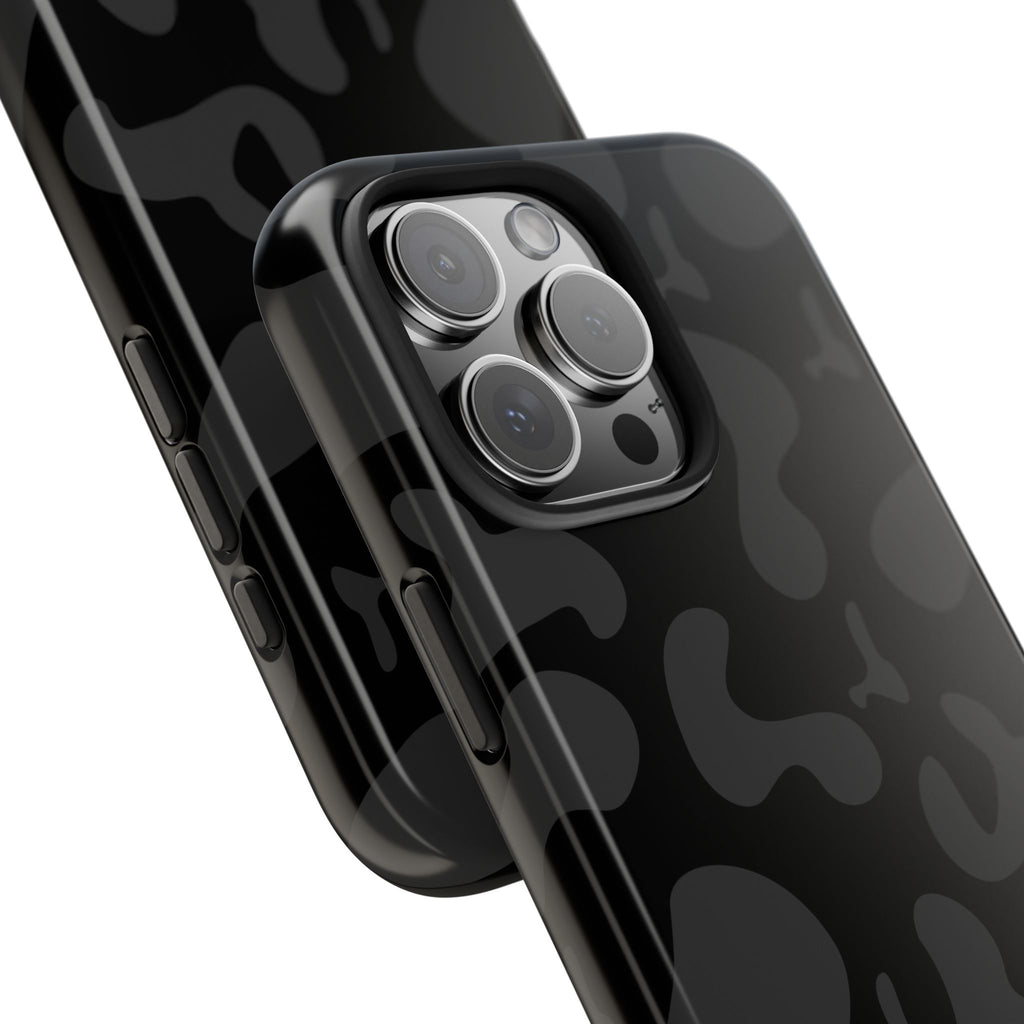 Black Camo Tough Phone Case — Durable Matte Military-Inspired Protection