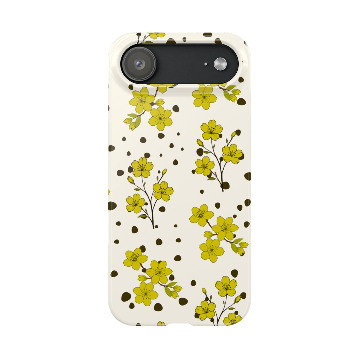 Yellow floral and black dots-Slim Phone Cases