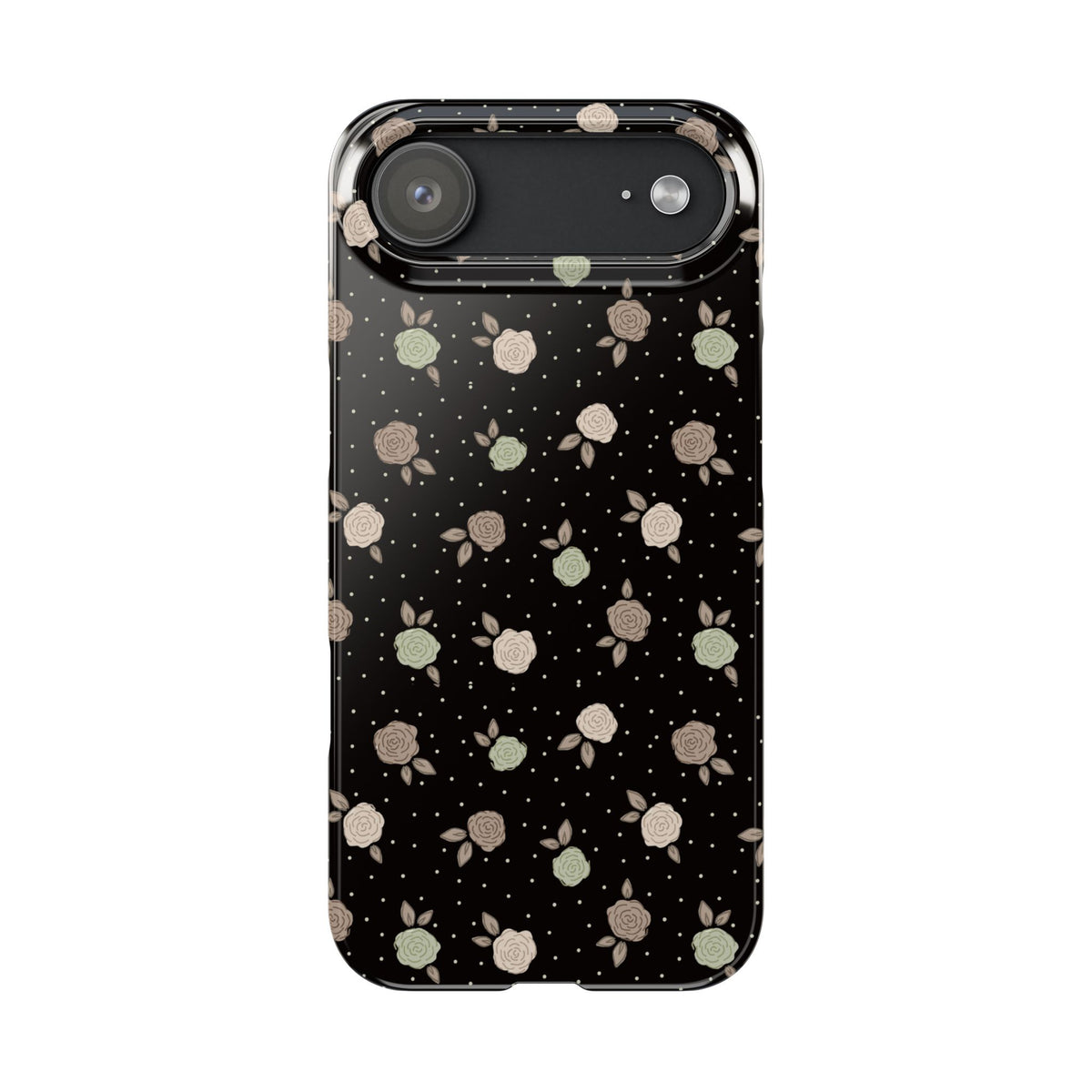 Black and brown floral with polka dots - Slim Phone Cases