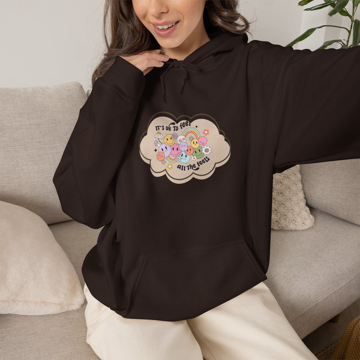 "It's Okay to Not Be Okay" Floral Cloud Comfort hoodie
