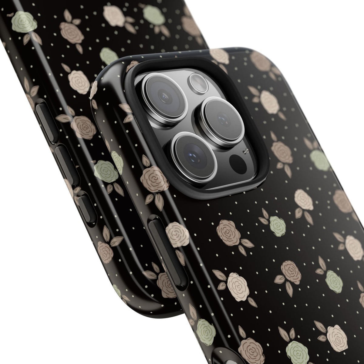 Black and brown floral with polka dots -Tough Phone Cases