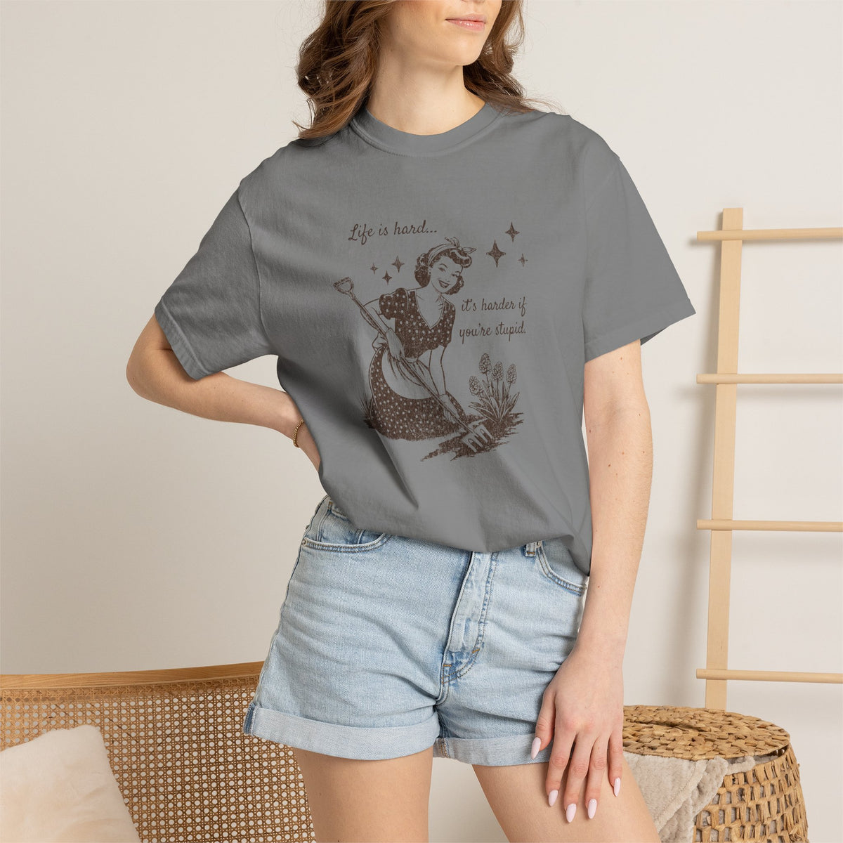 "Life Is Hard, it's harder if you're stupid" Garden Tee — Vintage-Inspired  garden T-Shirt
