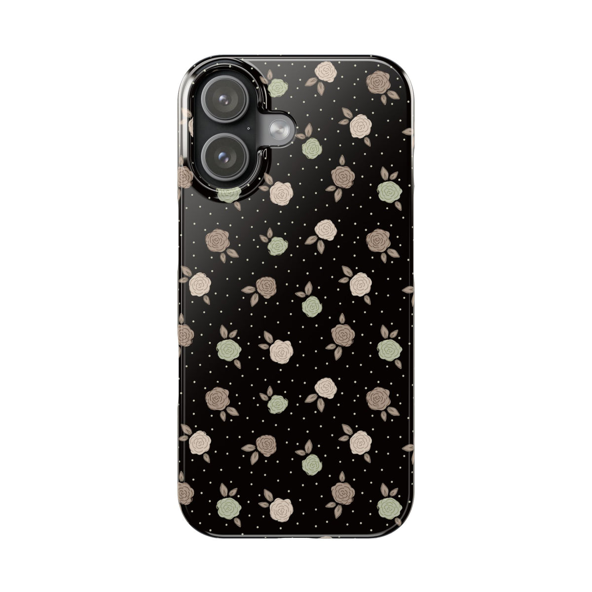 Black and brown floral with polka dots - Slim Phone Cases