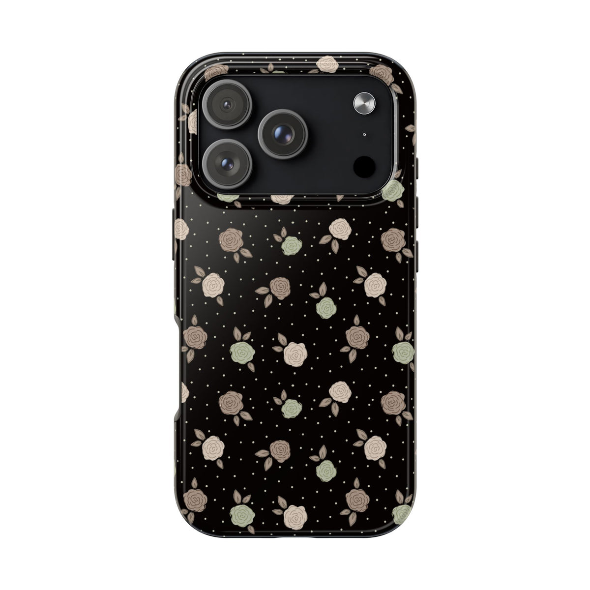 Black and brown floral with polka dots -Tough Phone Cases