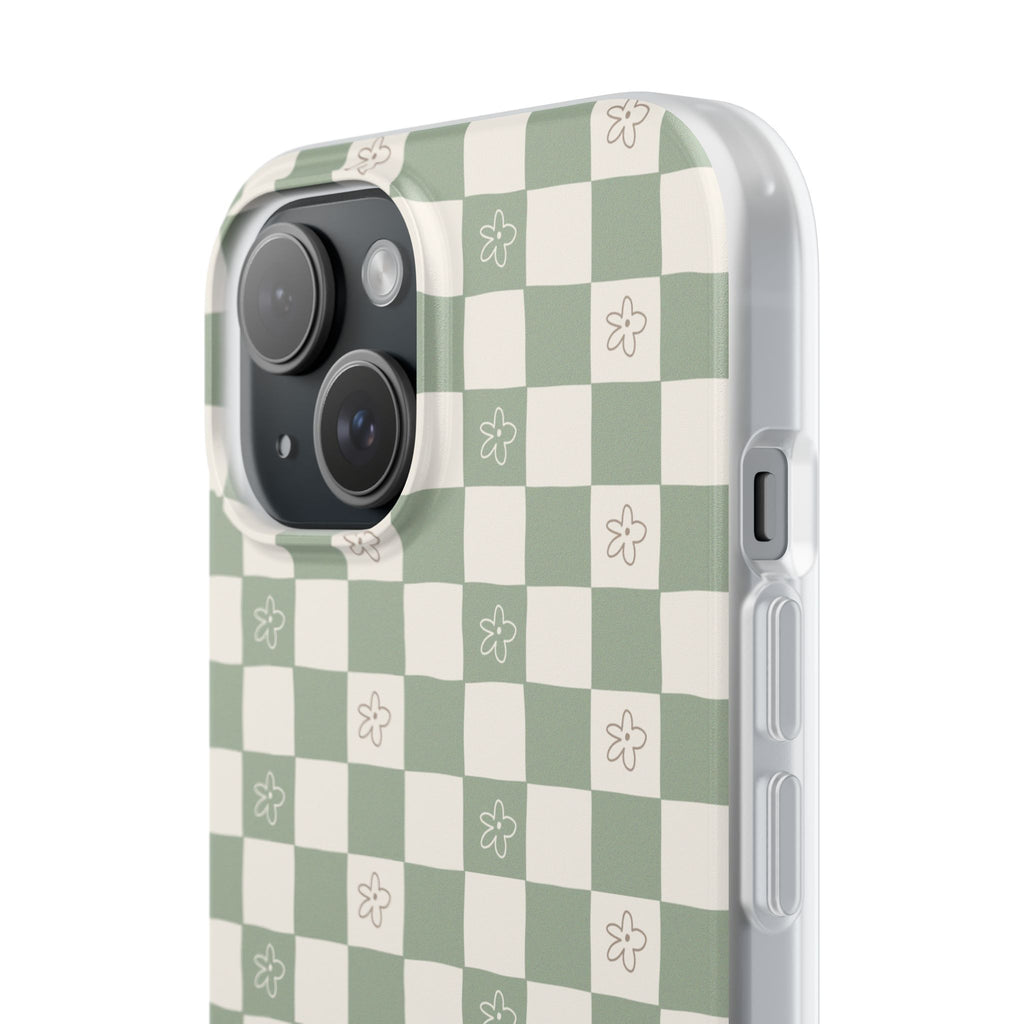 Green checker and daisy -Flexi Cases