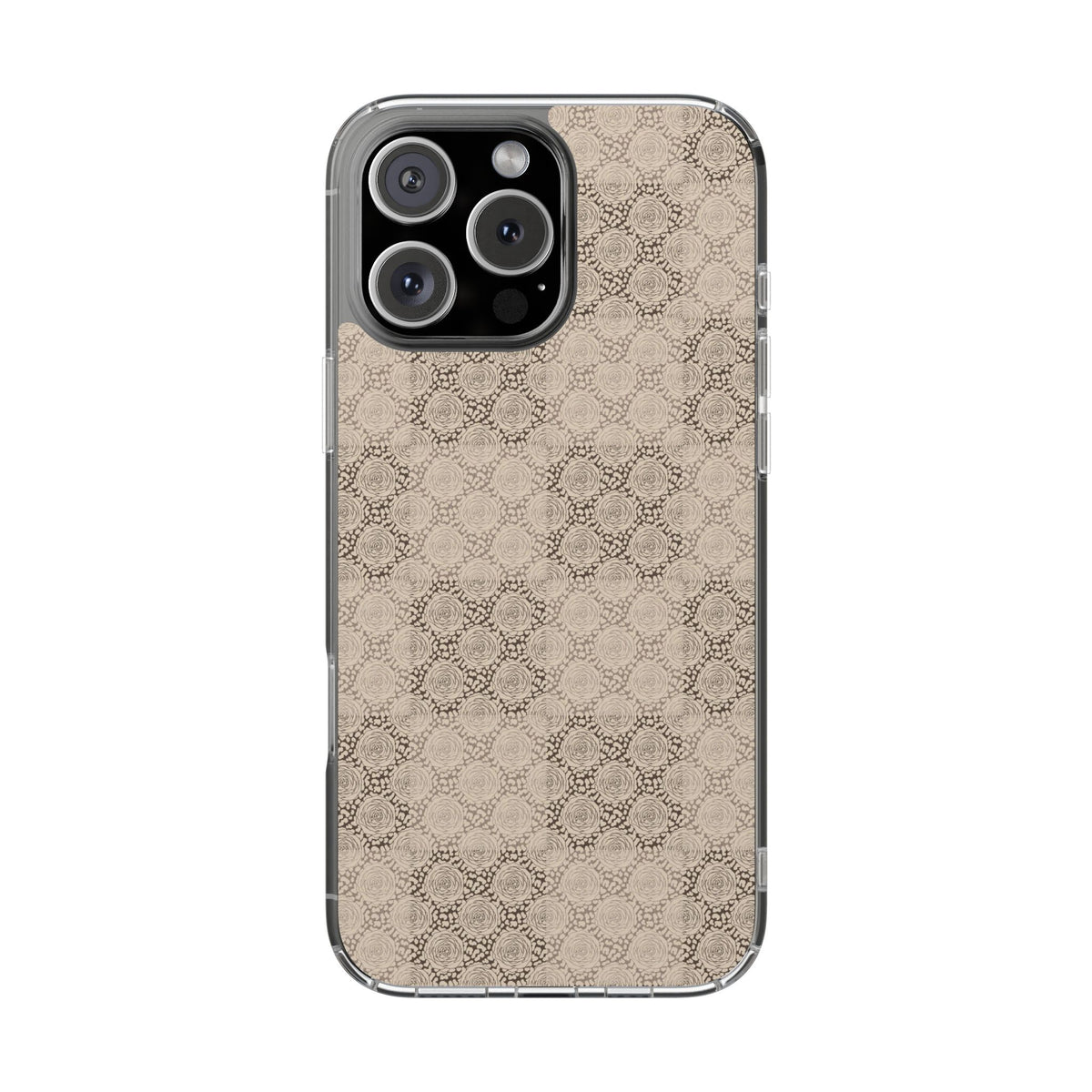 Brown and tan checkered rose- magnetic Clear Impact-Resistant Cases