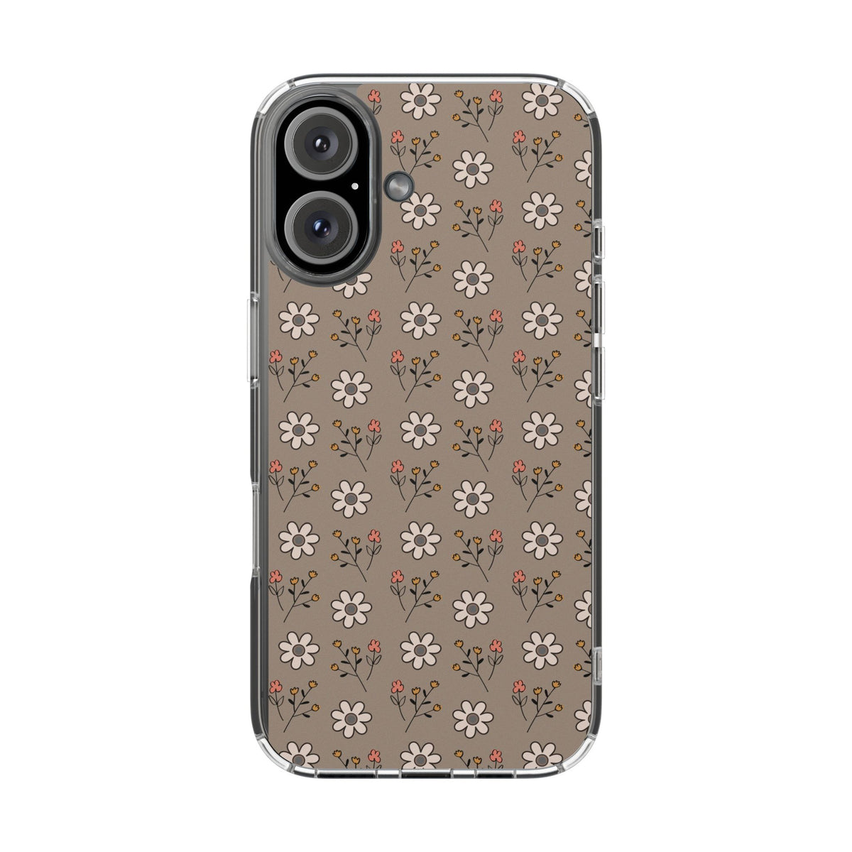 Brown floral- Magnetic Clear Impact-Resistant Cases