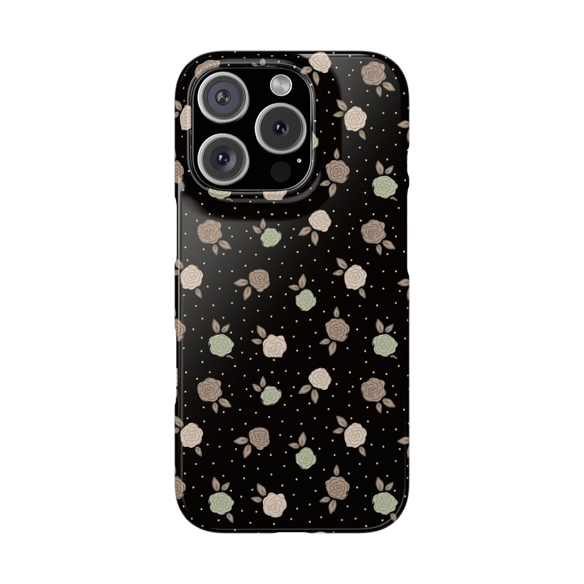 Black and brown floral with polka dots - Slim Phone Cases