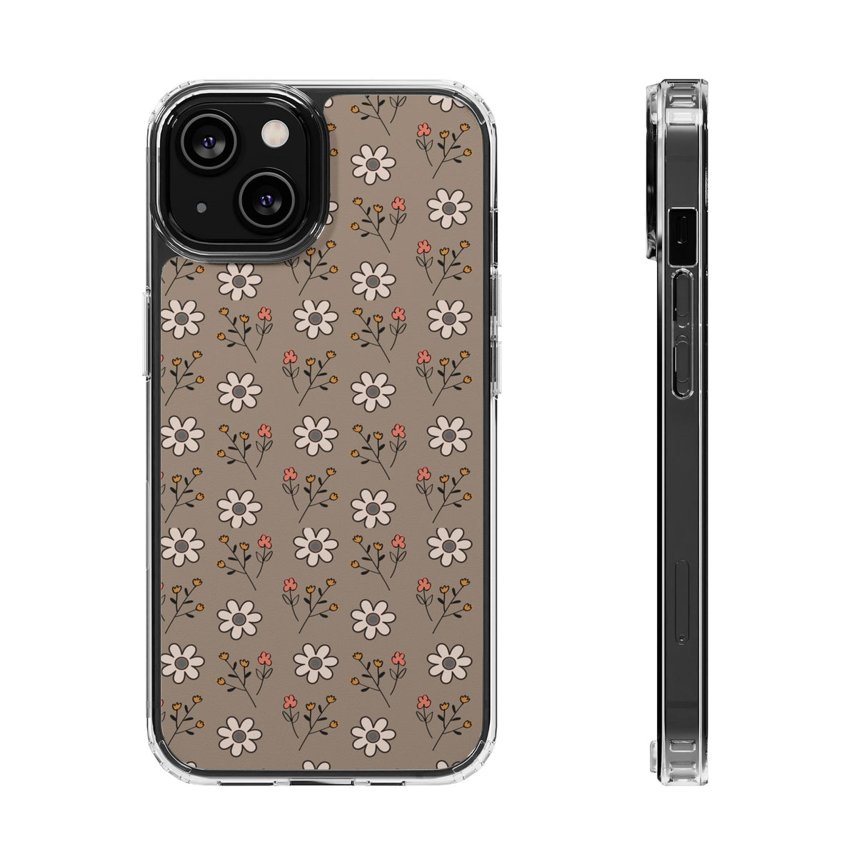 Brown floral- Magnetic Clear Impact-Resistant Cases