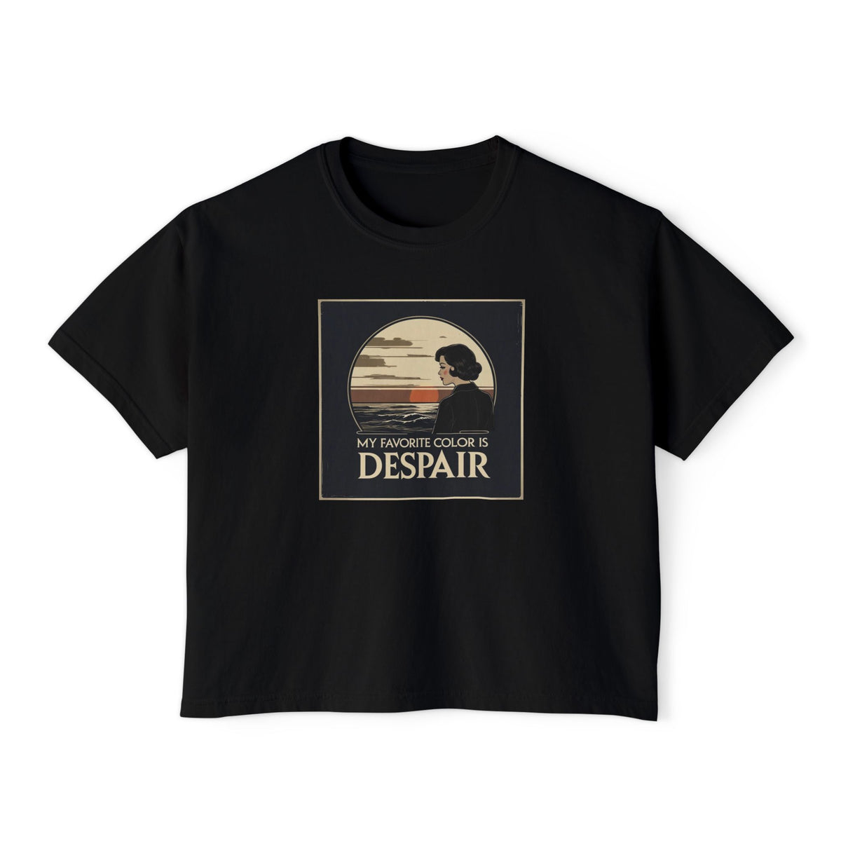 Boxy Tee — Vintage 'My Favorite Color Is Despair' Graphic Crop T-Shirt