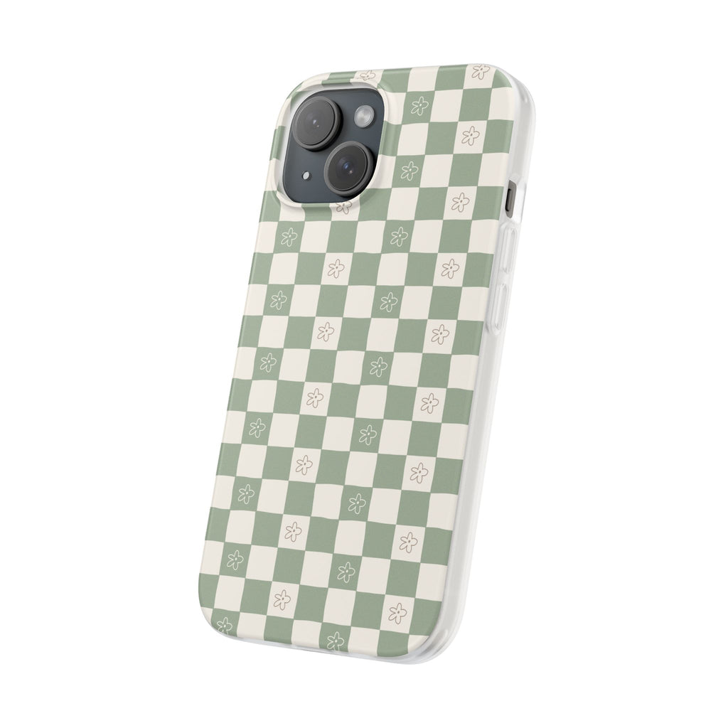 Green checker and daisy -Flexi Cases