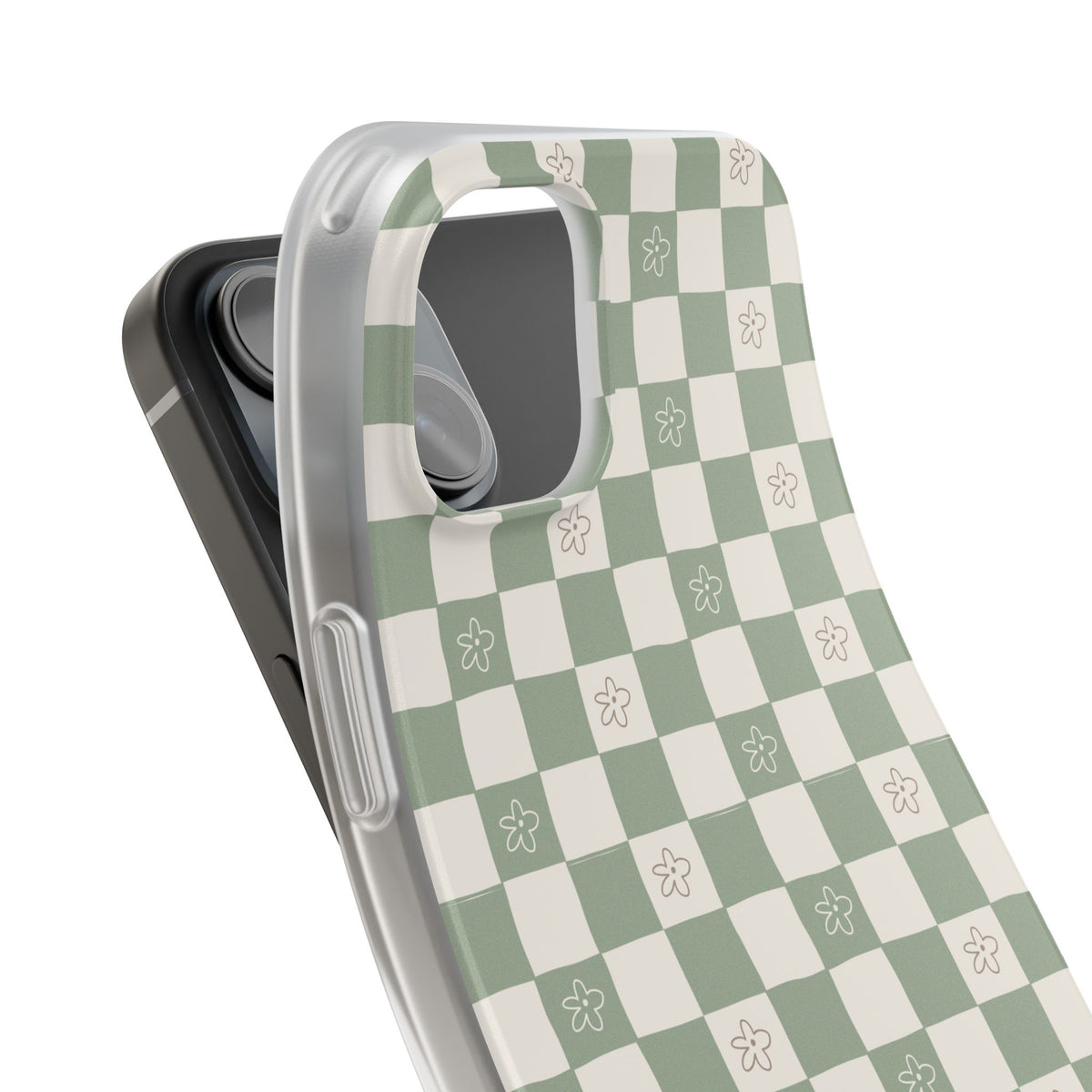 Green checker and daisy -Flexi Cases