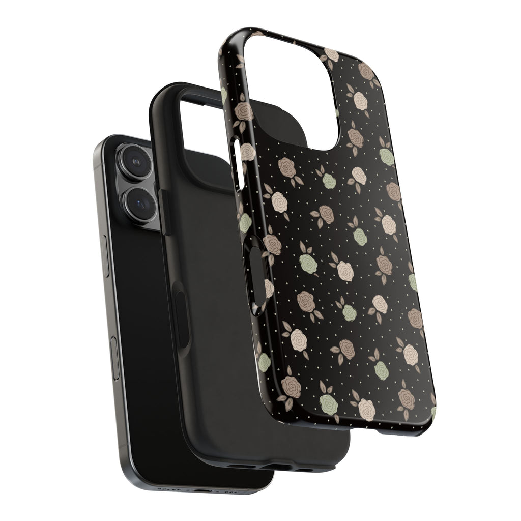 Black and brown floral with polka dots -Tough Phone Cases