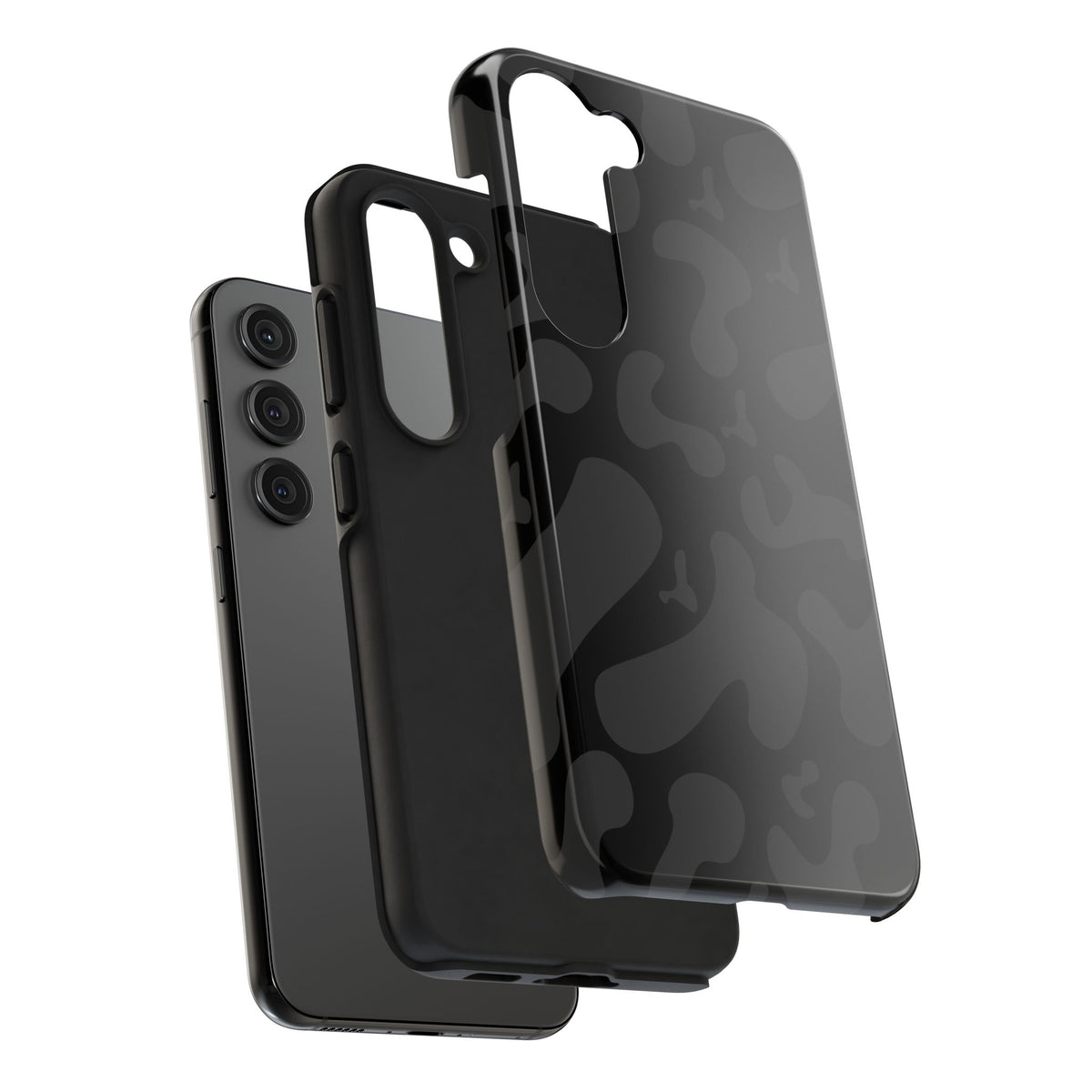 Black Camo Tough Phone Case — Durable Matte Military-Inspired Protection