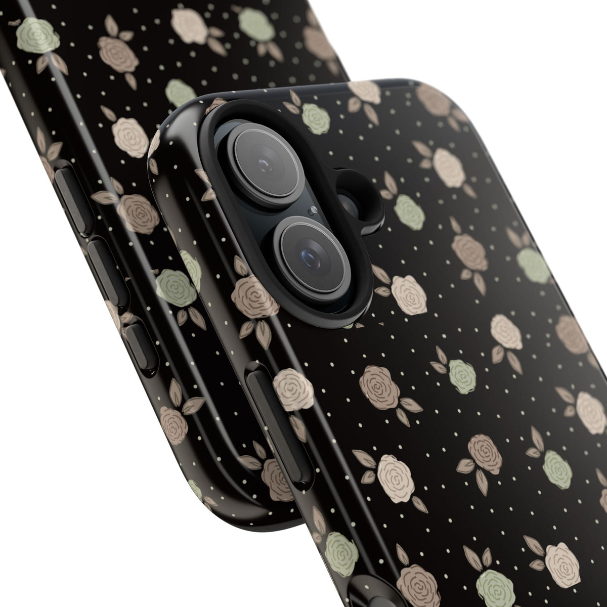 Black and brown floral with polka dots -Tough Phone Cases