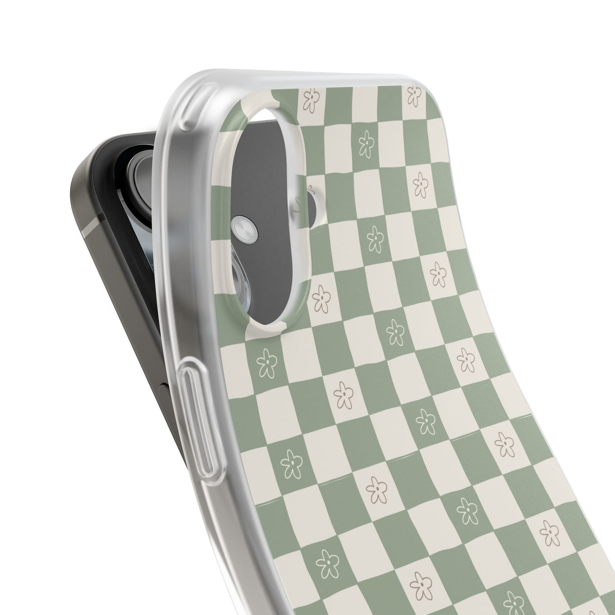 Green checker and daisy -Flexi Cases