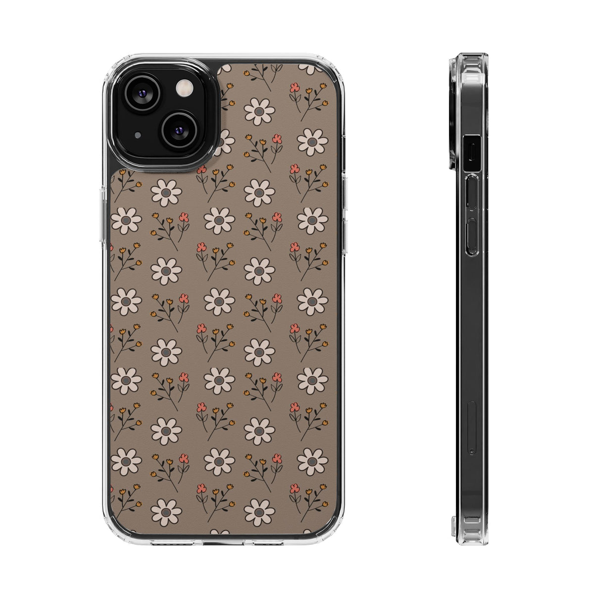 Brown floral- Magnetic Clear Impact-Resistant Cases