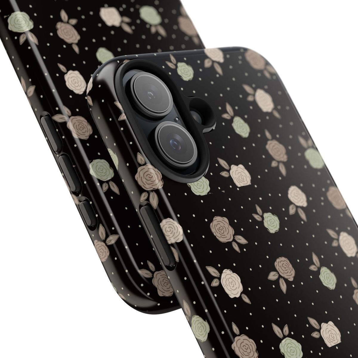 Black and brown floral with polka dots -Tough Phone Cases