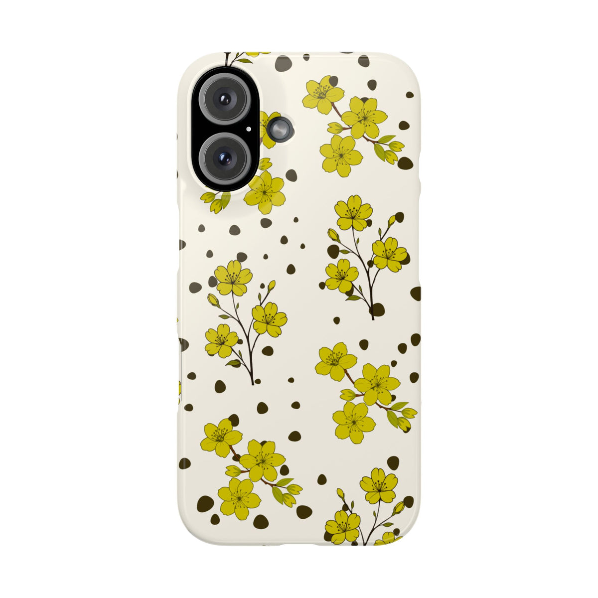 Yellow floral and black dots-Slim Phone Cases