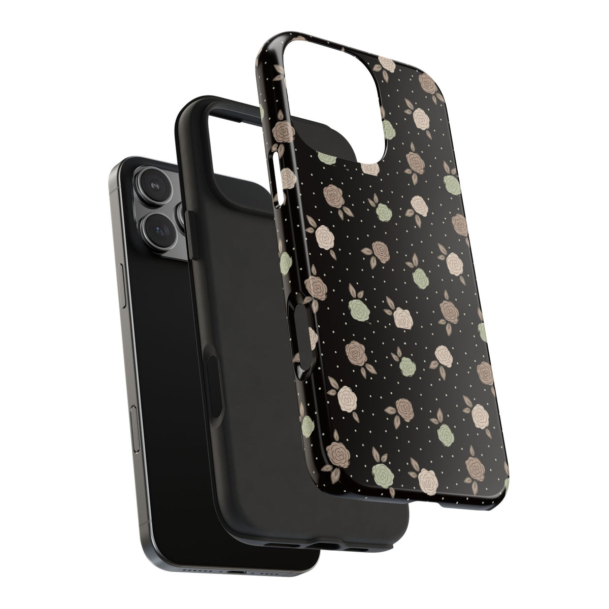 Black and brown floral with polka dots -Tough Phone Cases