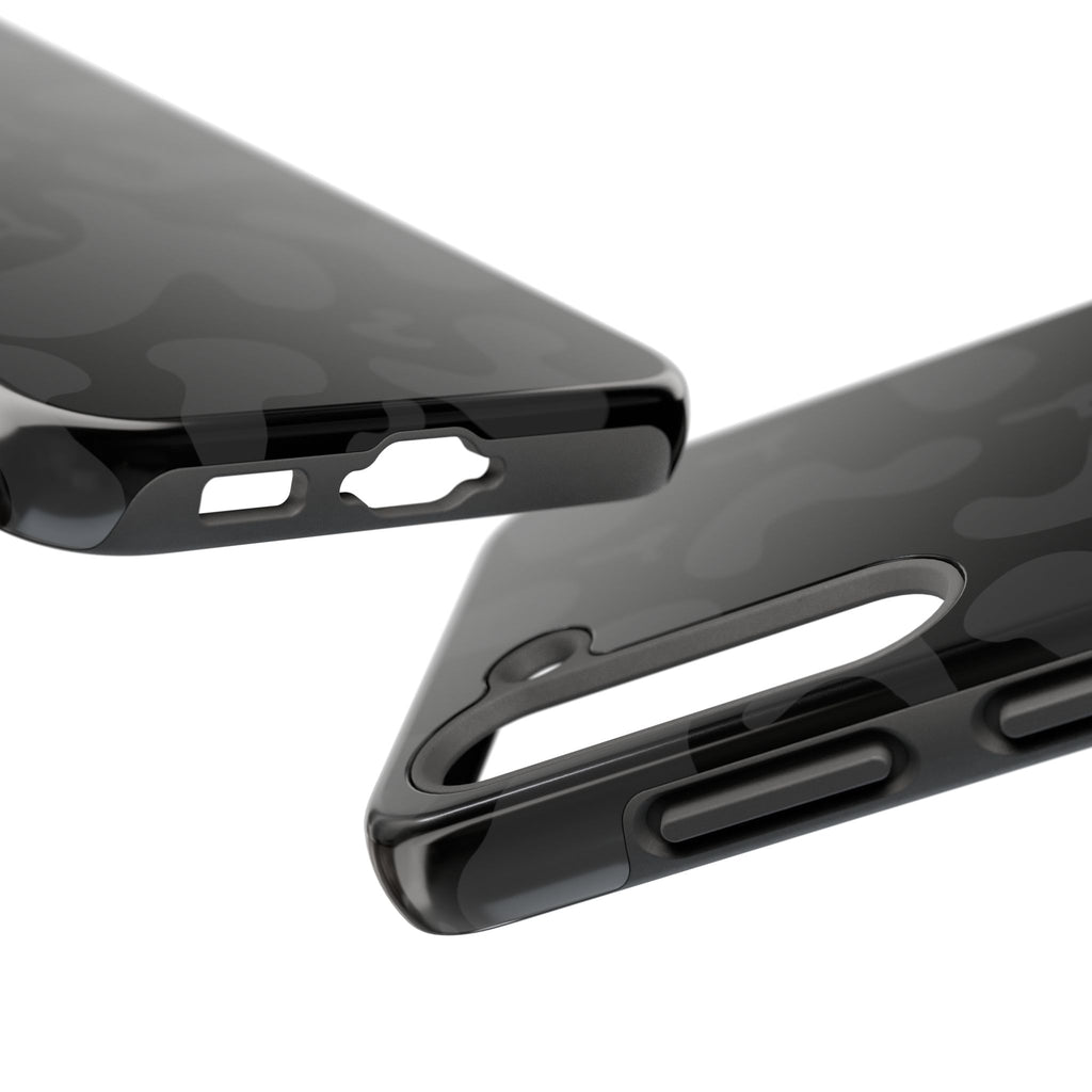Black Camo Tough Phone Case — Durable Matte Military-Inspired Protection