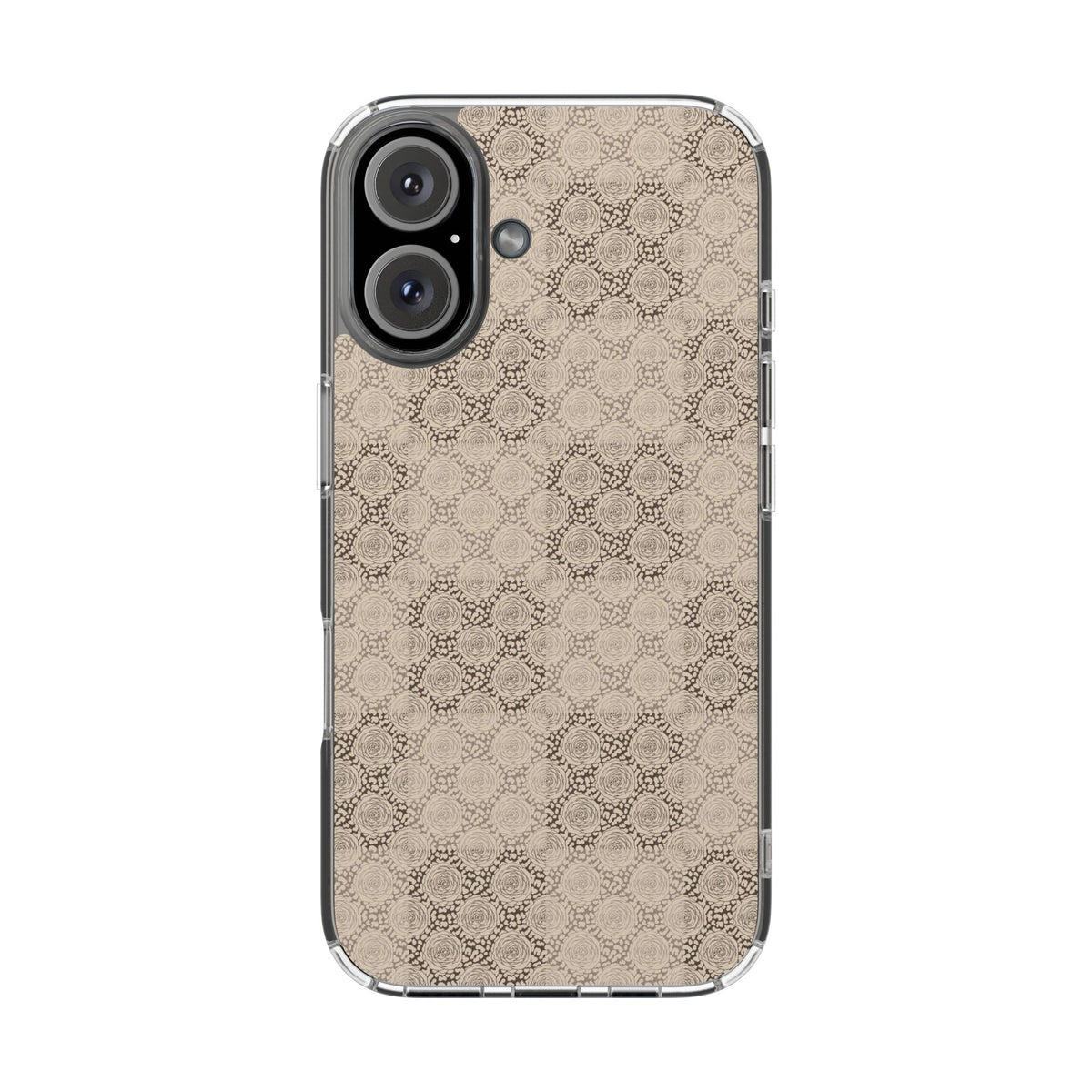 Brown and tan checkered rose- magnetic Clear Impact-Resistant Cases