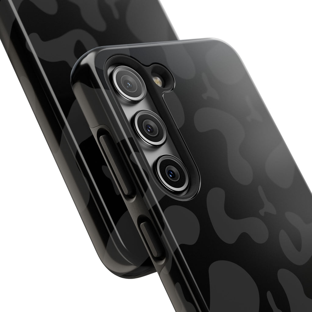 Black Camo Tough Phone Case — Durable Matte Military-Inspired Protection