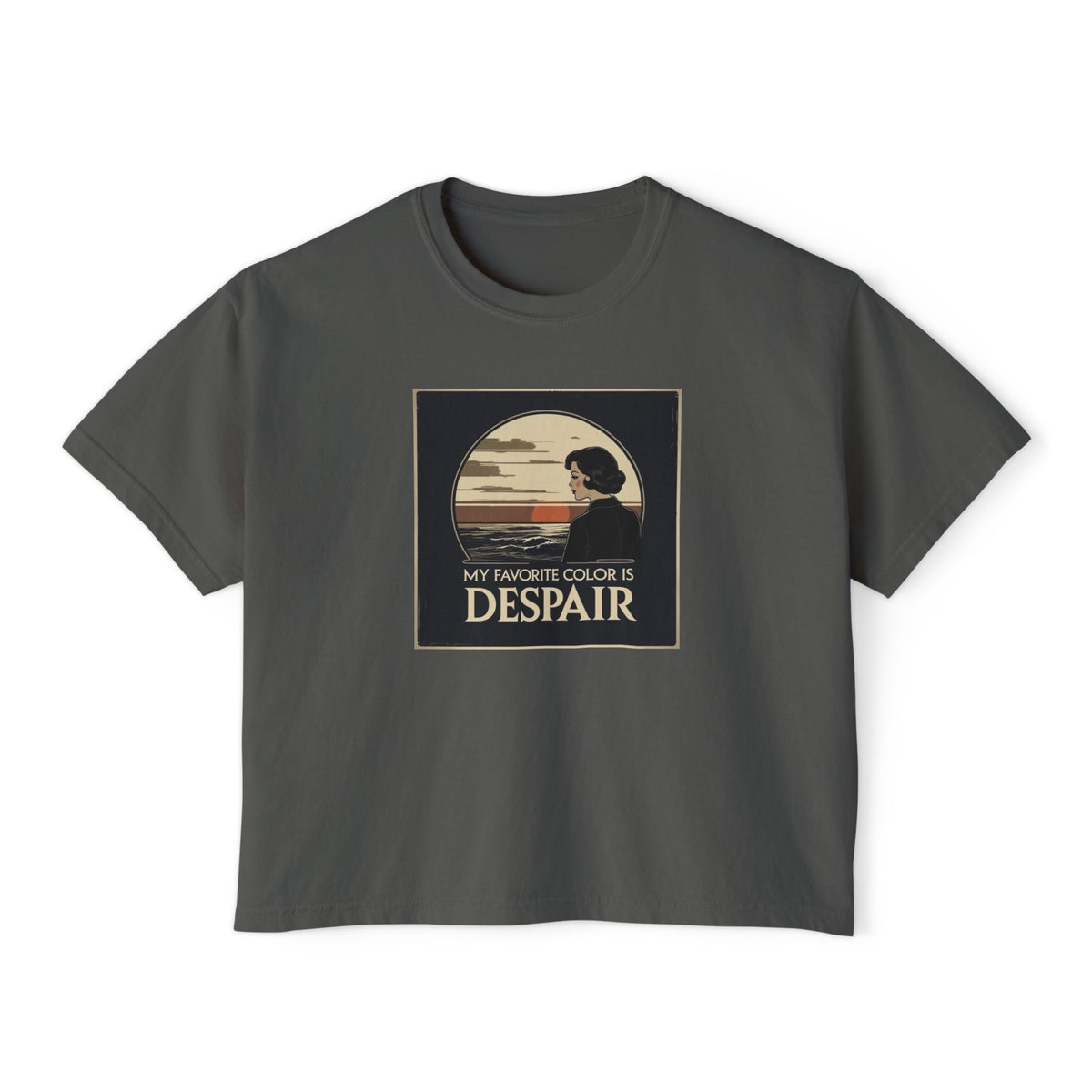 Boxy Tee — Vintage 'My Favorite Color Is Despair' Graphic Crop T-Shirt