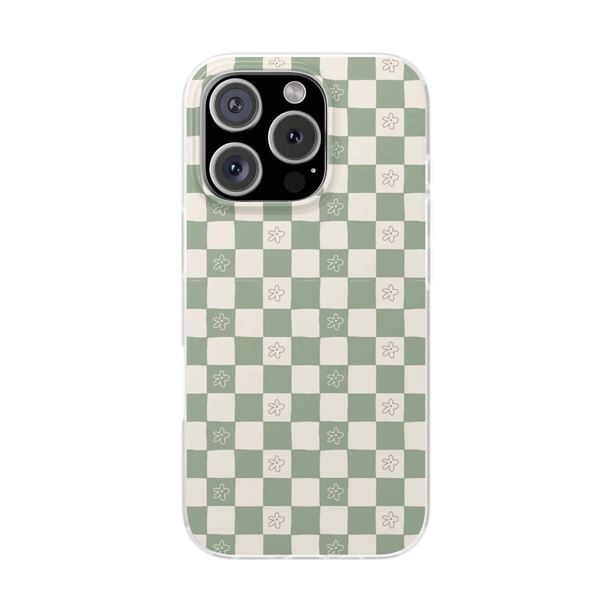 Green checker and daisy -Flexi Cases