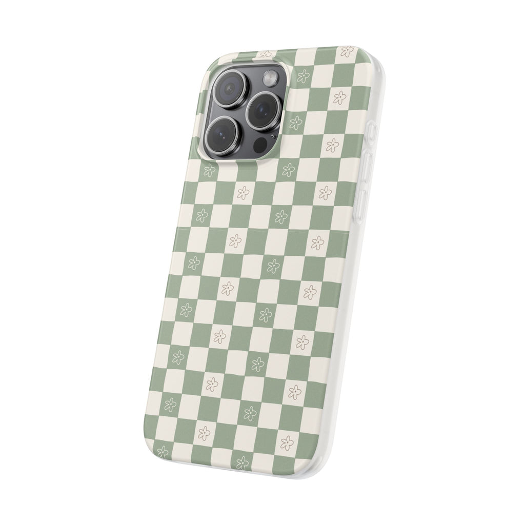 Green checker and daisy -Flexi Cases