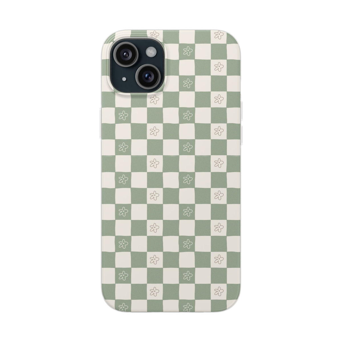 Green checker and daisy -Flexi Cases