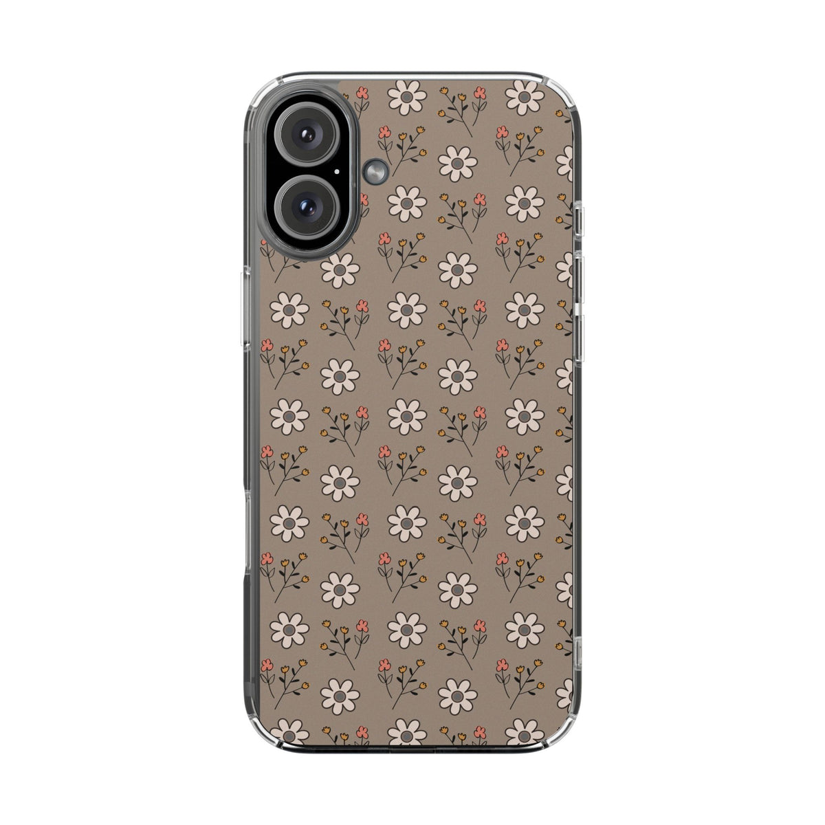 Brown floral- Magnetic Clear Impact-Resistant Cases