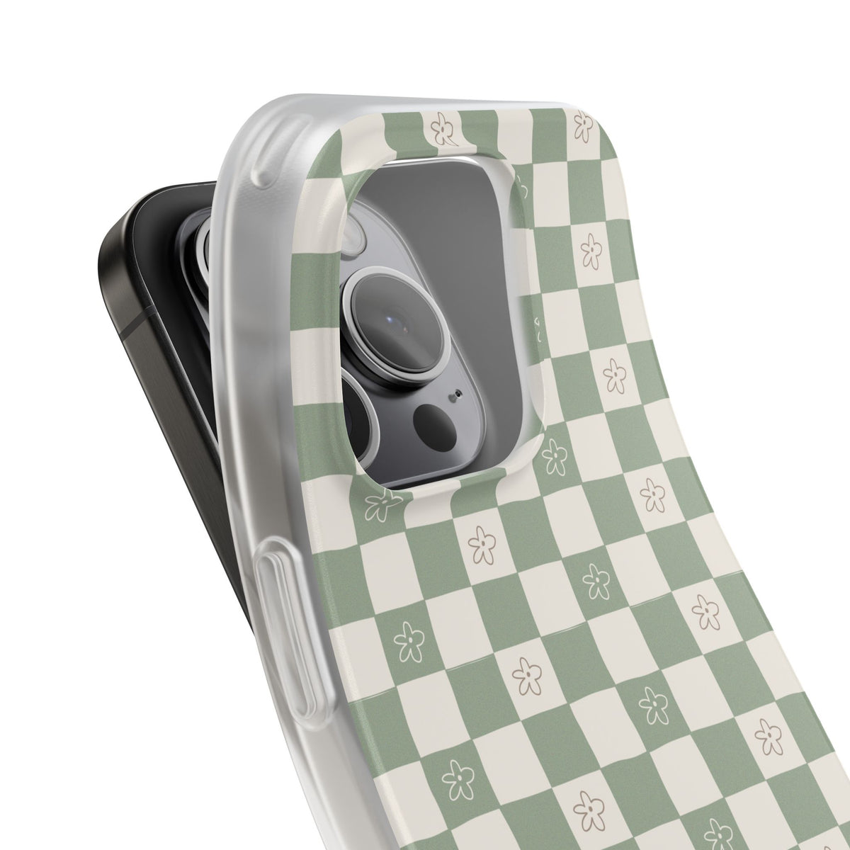 Green checker and daisy -Flexi Cases