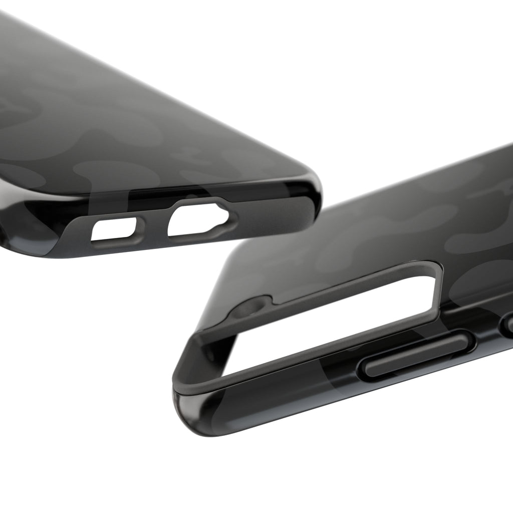 Black Camo Tough Phone Case — Durable Matte Military-Inspired Protection