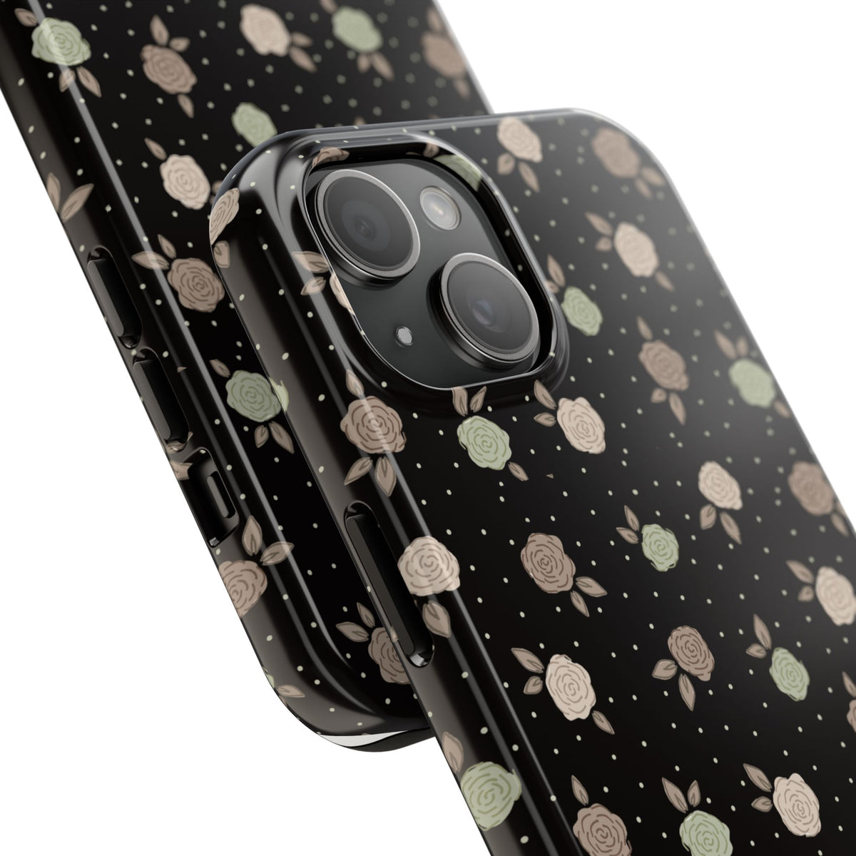 Black and brown floral with polka dots -Tough Phone Cases