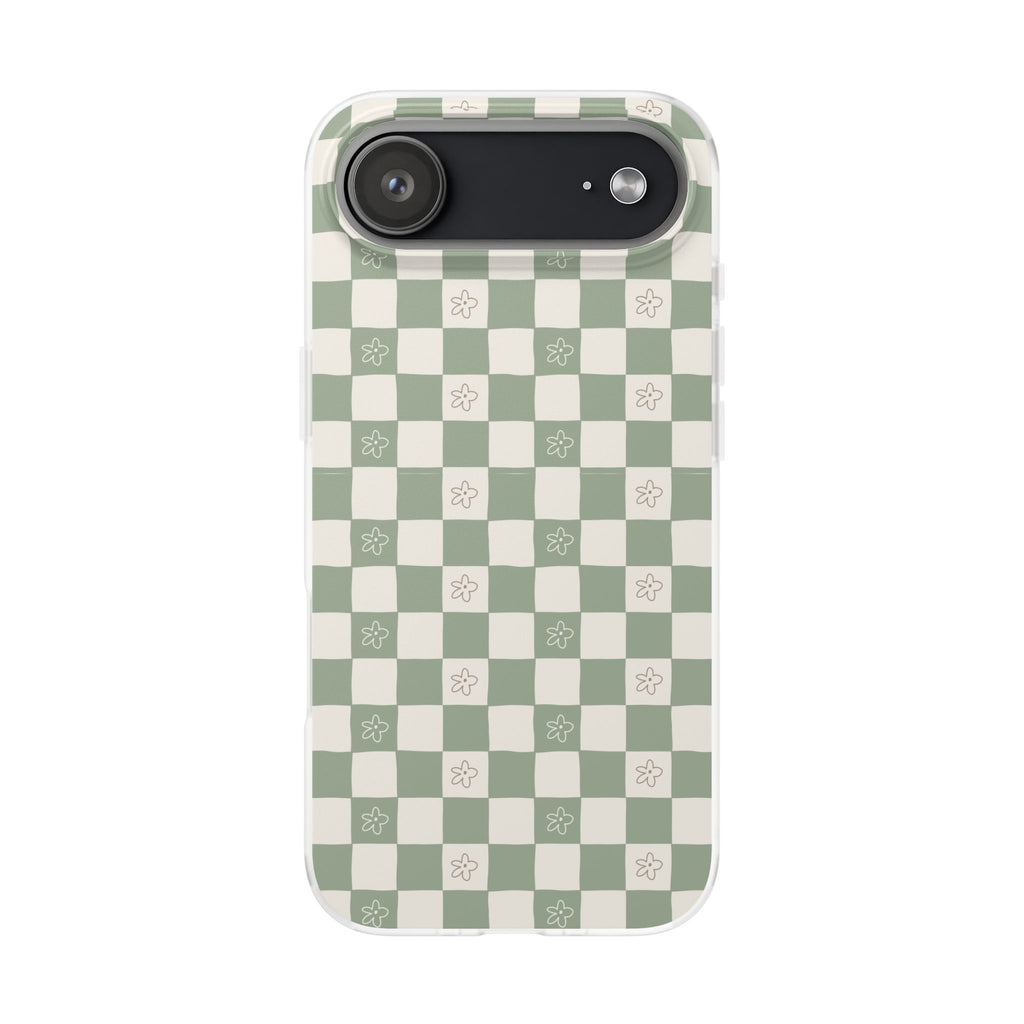 Green checker and daisy -Flexi Cases