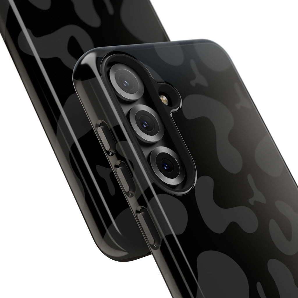 Black Camo Tough Phone Case — Durable Matte Military-Inspired Protection