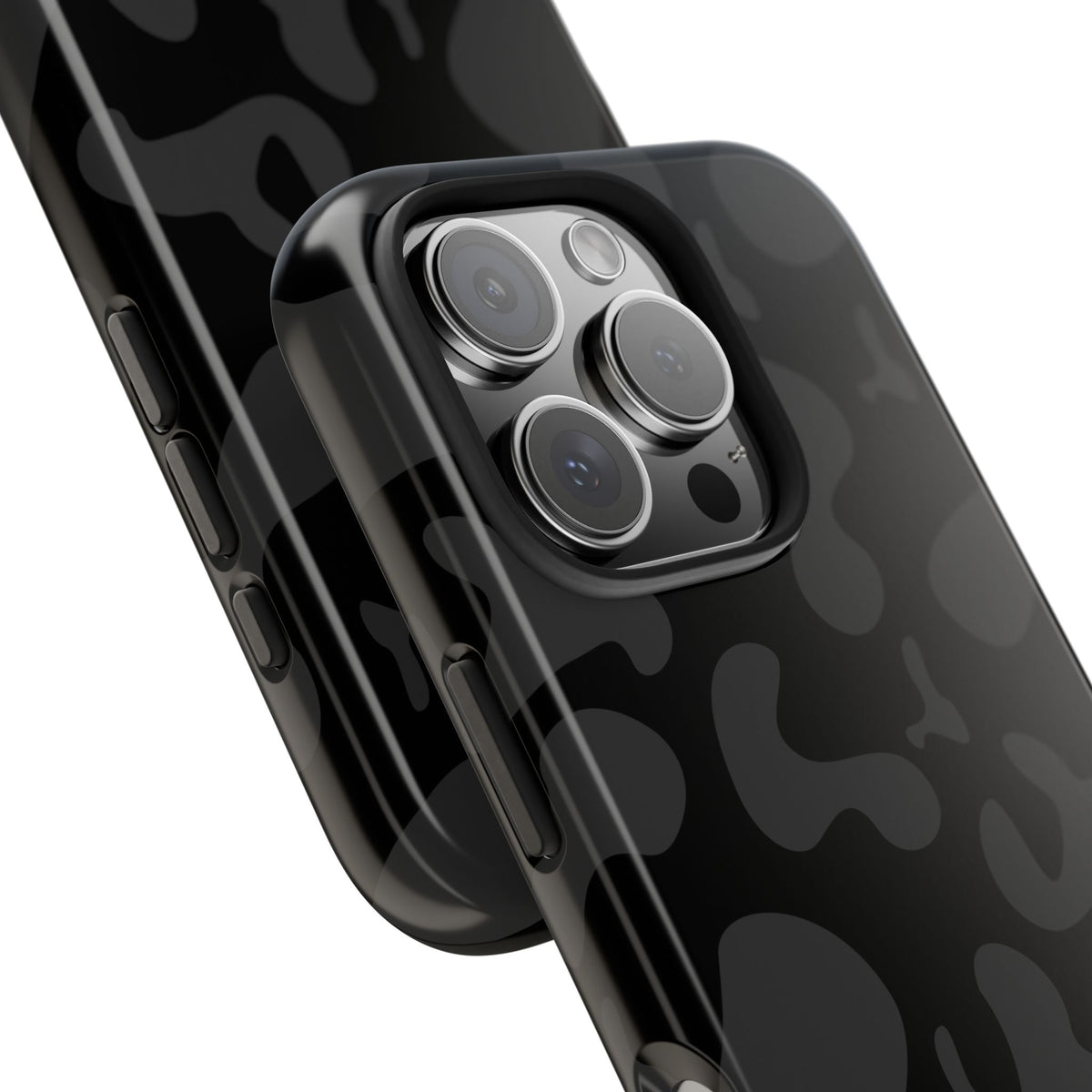 Black Camo Tough Phone Case — Durable Matte Military-Inspired Protection