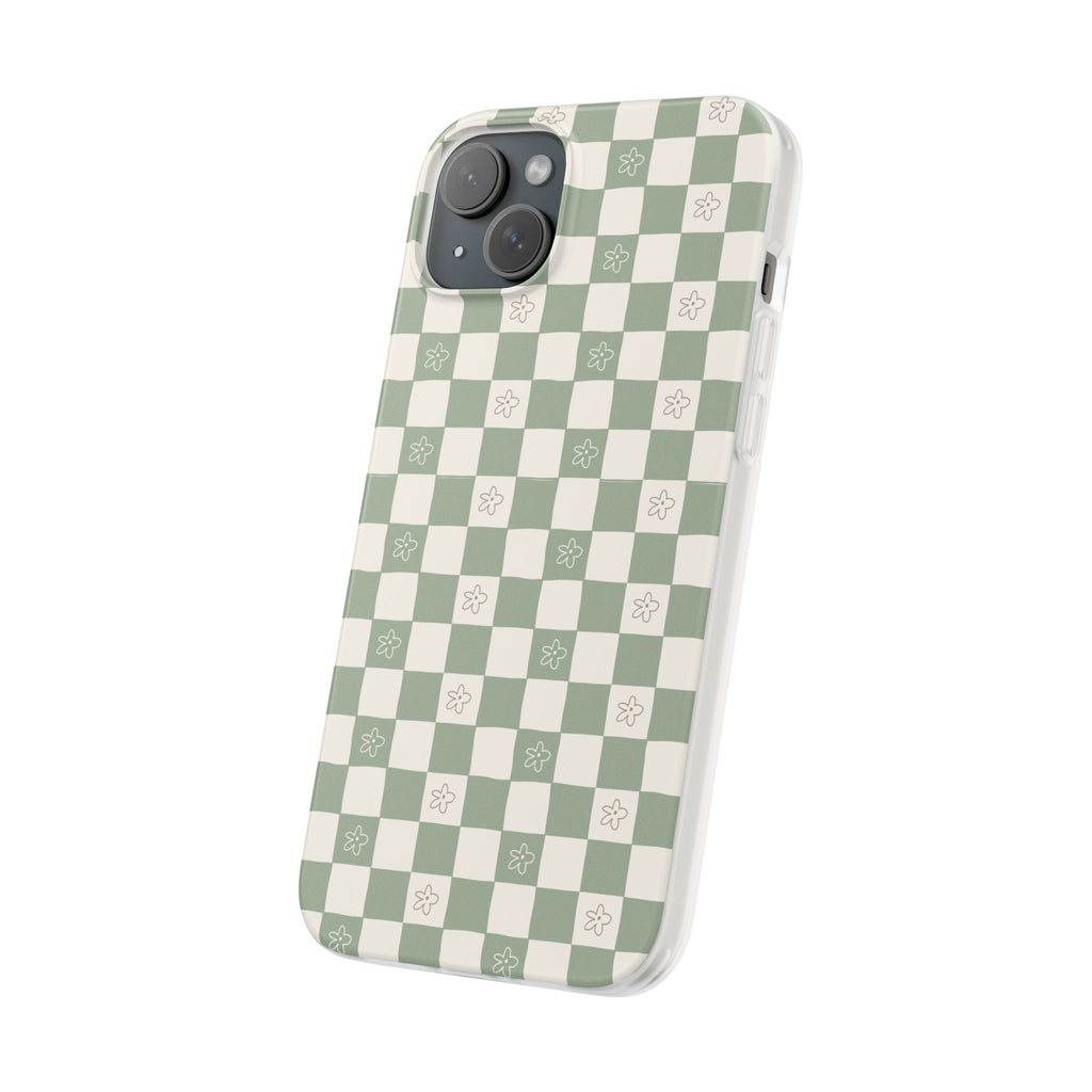 Green checker and daisy -Flexi Cases