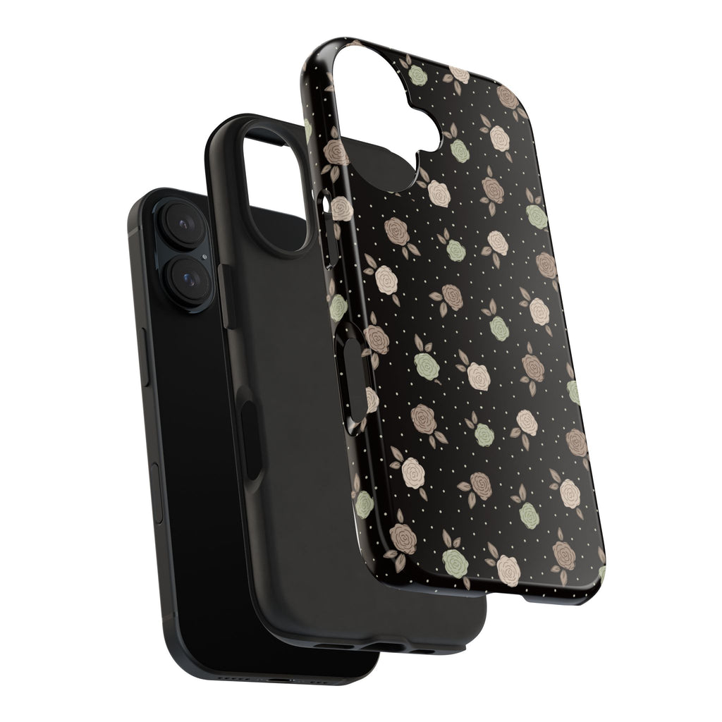 Black and brown floral with polka dots -Tough Phone Cases