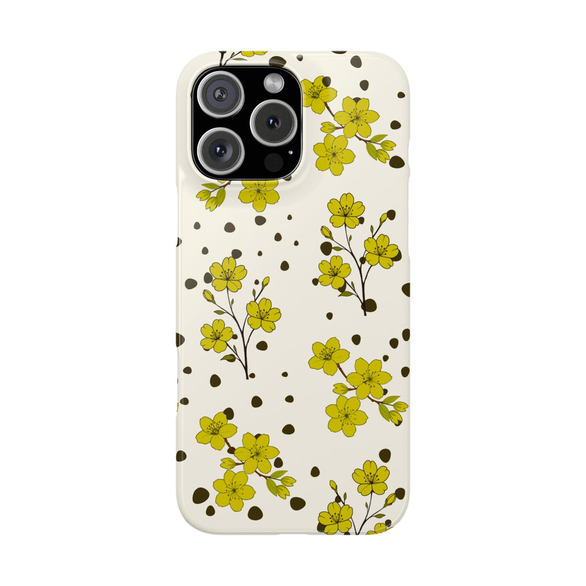 Yellow floral and black dots-Slim Phone Cases