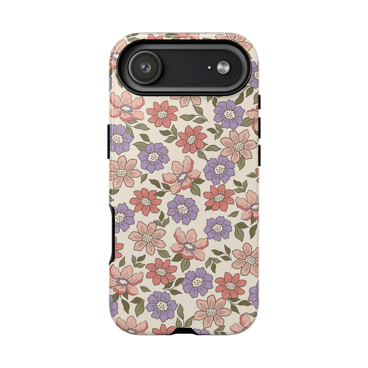 Floral Vintage Tough Phone Case — Pastel Pink & Lavender Flower Pattern