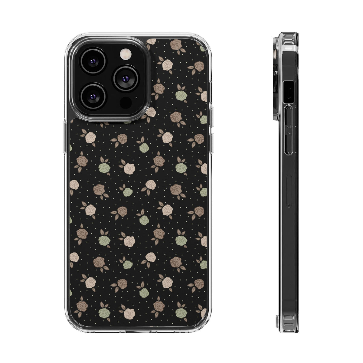 Black roses and polka dots-Magnetic Clear Impact-Resistant Cases