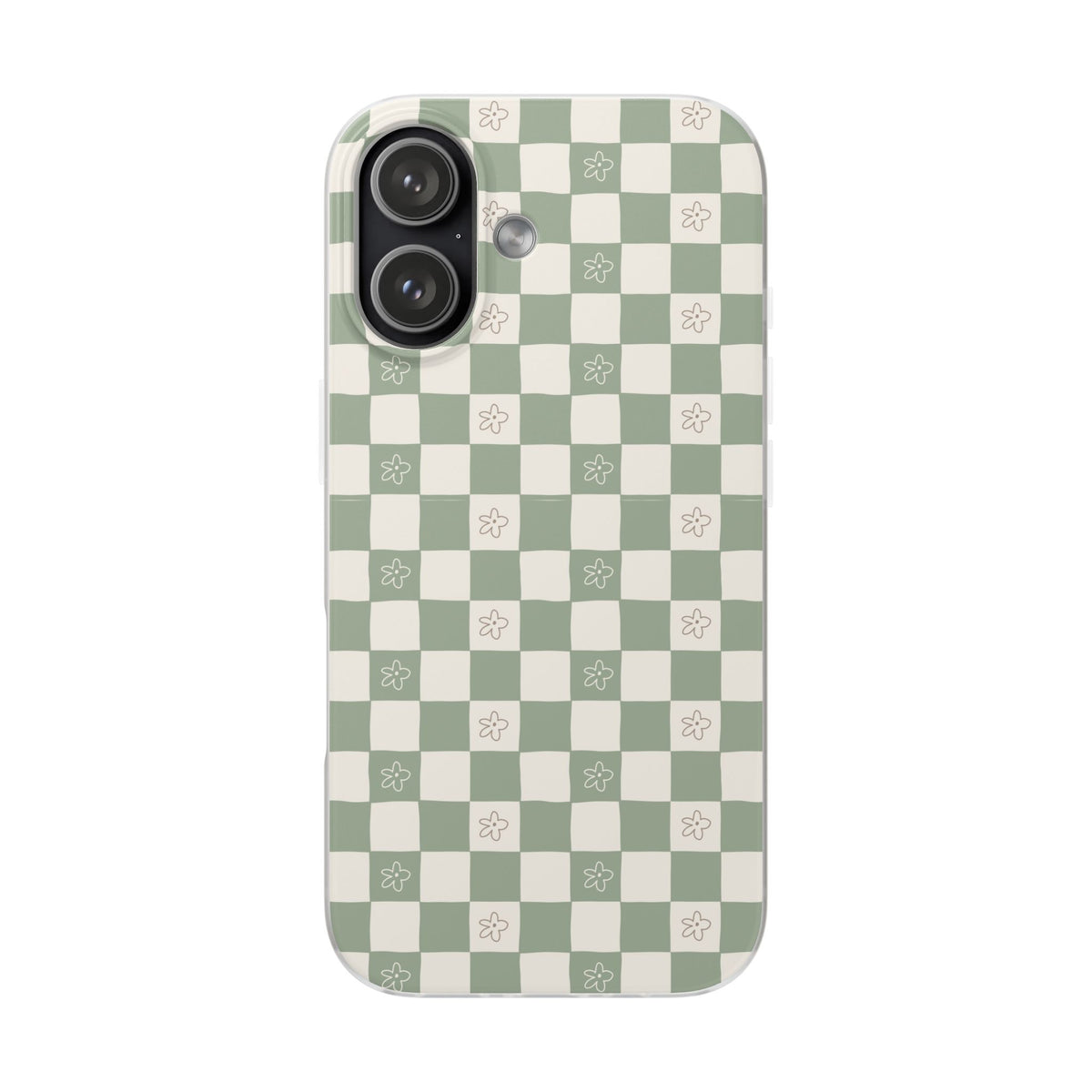 Green checker and daisy -Flexi Cases