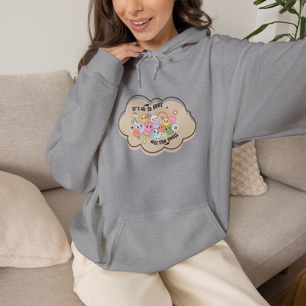 "It's Okay to Not Be Okay" Floral Cloud Comfort hoodie